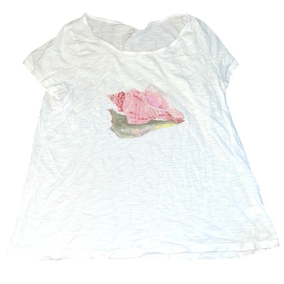 J. Jill Tops - J. Jill Beach Tee Collection Seashell T Shirt Large 100% Cotton Beaded